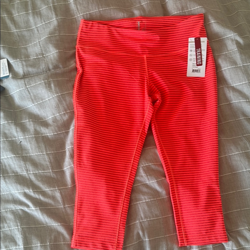 Mondetta NWT Striped Orange Workout Leggings